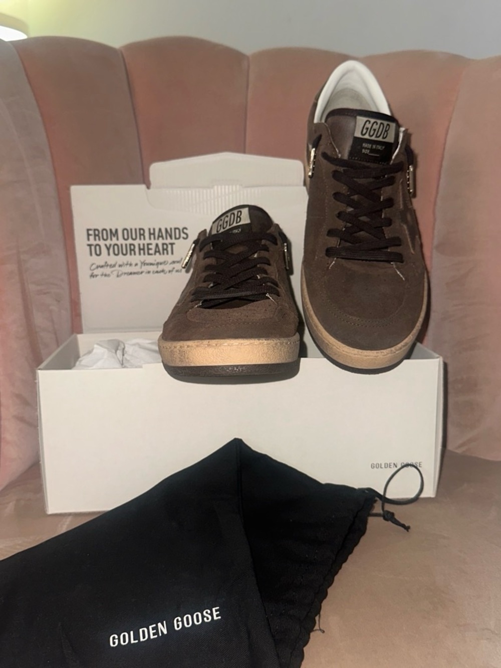 NWT Golden Goose Ball Stars Brown Suede Sneakers with Tan Sole - Picture 8 of 8